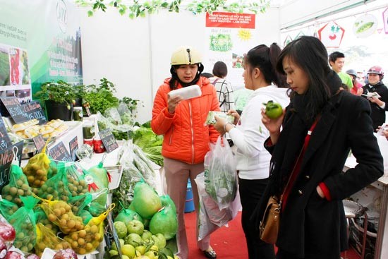 Consumers buy vegetables and fruits in Da Lat city, Lam Dong province (Photo: SGGP)